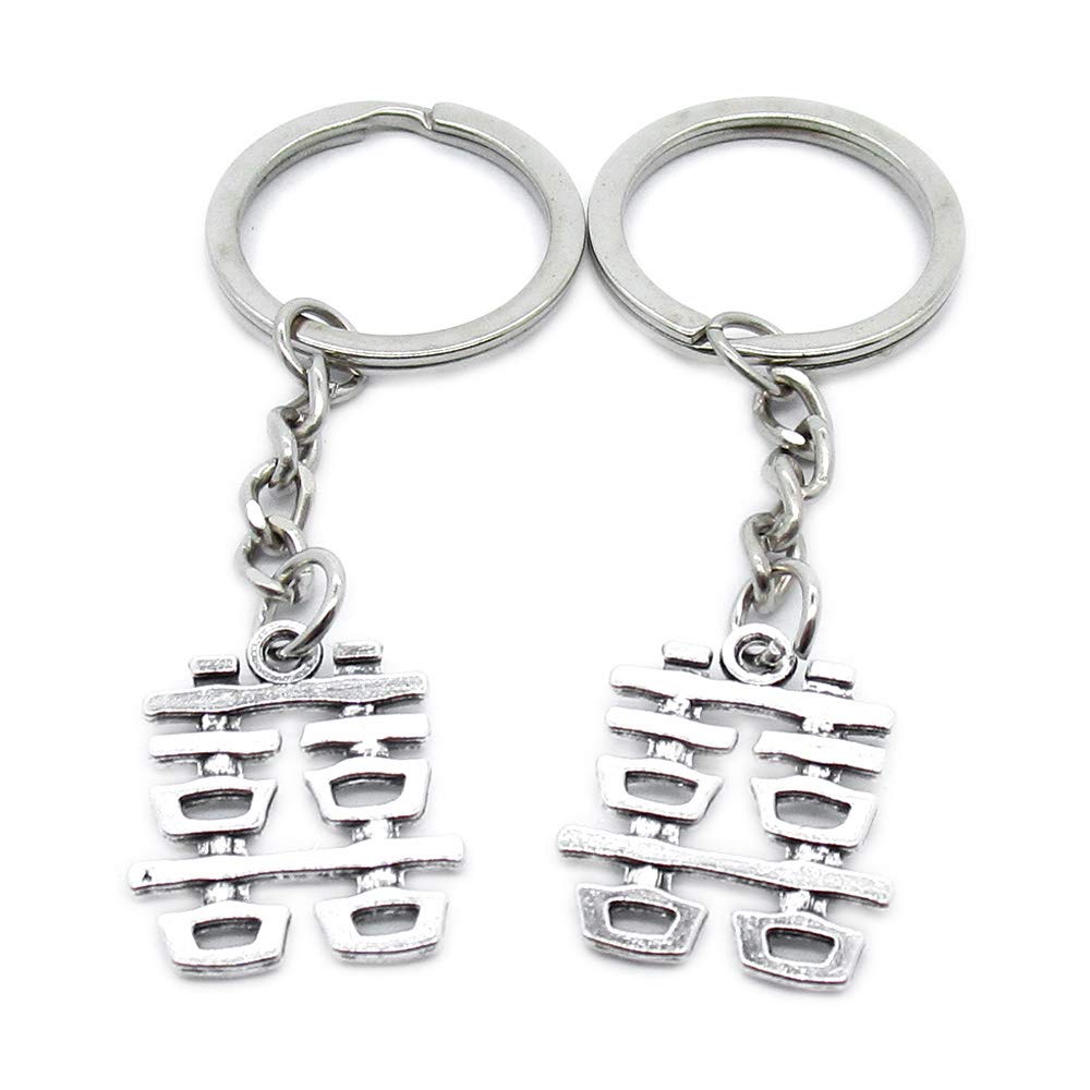 ⌘ Porte-Bonheur ⌘ Porte-clés argenté vieilli AA4620 double porte-clés avec